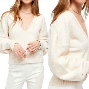 Free People Reverie Deep V-Neck Sweater (S)